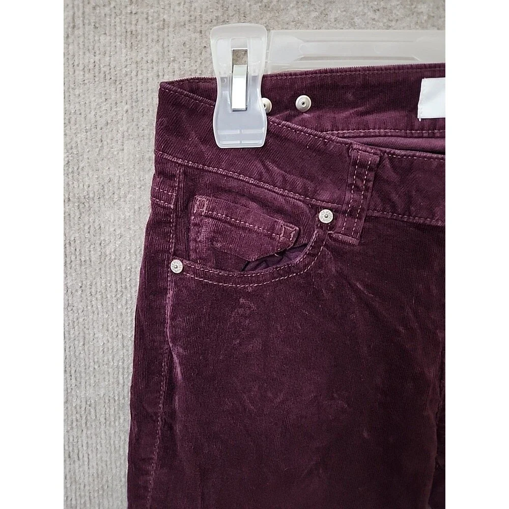 Cabi Skinny Corduroy Pants Womens 2 Wine Red Stretch
